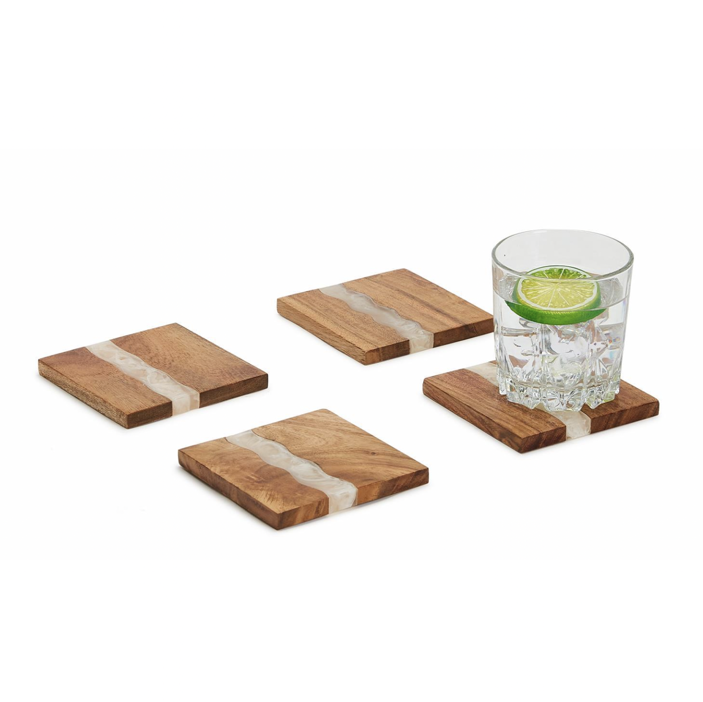 TWO'S COMPANY Verglas Set of 4 Coasters with Holder