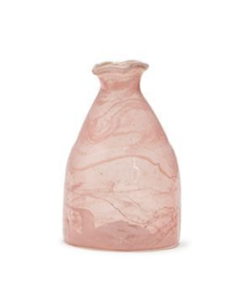 TWO'S COMPANY PINK WITH WHITE SWIRL VASES