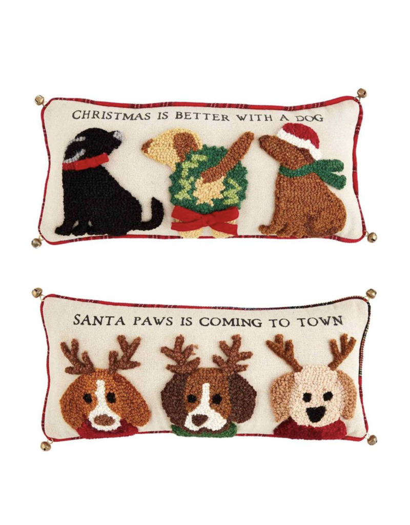 MUD PIE CHRISTMAS DOG HOOKED PILLOWS