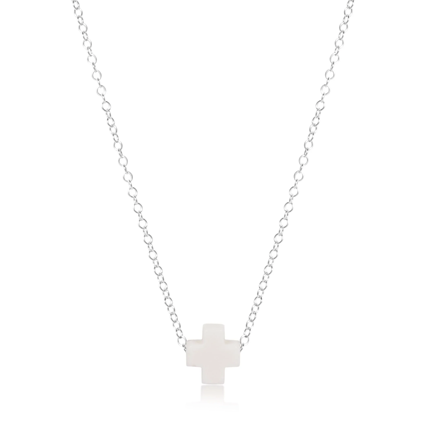 ENEWTON 16" Necklace Sterling - Signature Cross Off-white
