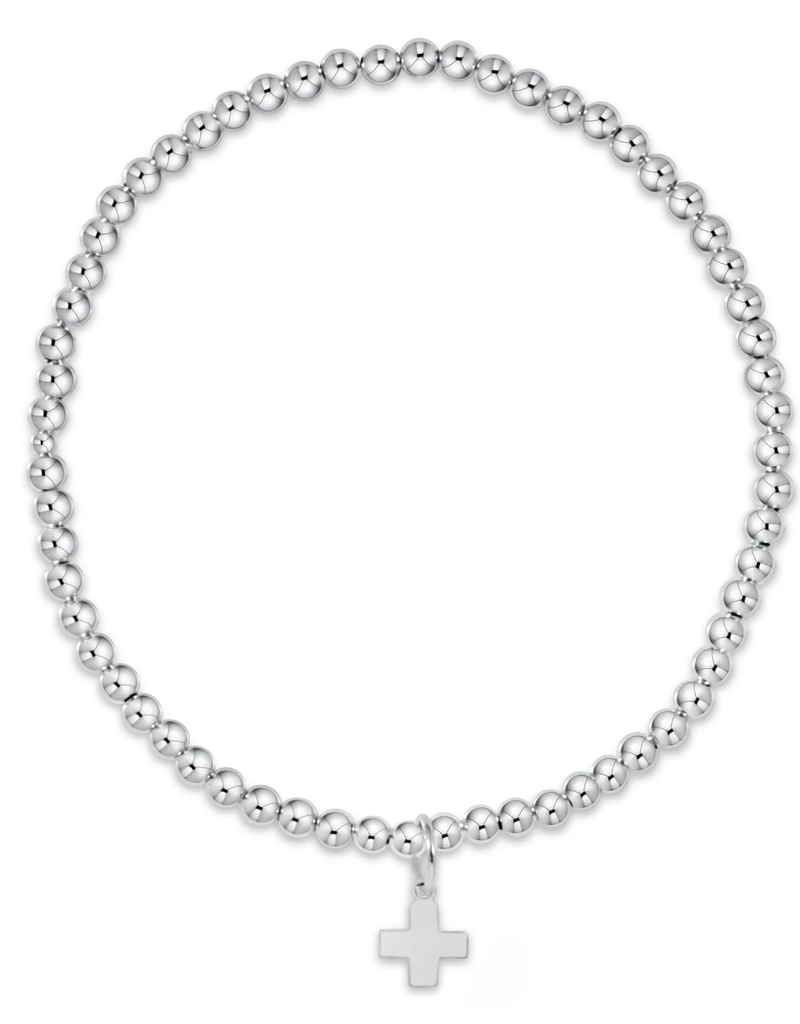 ENEWTON Classic Sterling 3mm Bead Bracelet - Signature Cross Sterling Charm