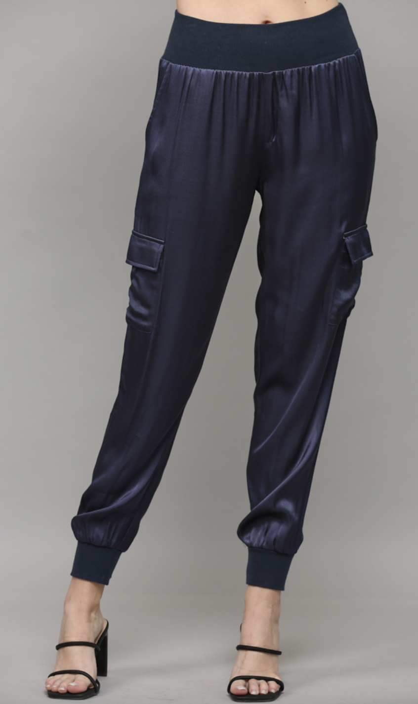FATE SHILOH MOONLIGHT BLUE SATIN PANT FATE SHILOH MOONLIGHT BLUE SATIN PANT