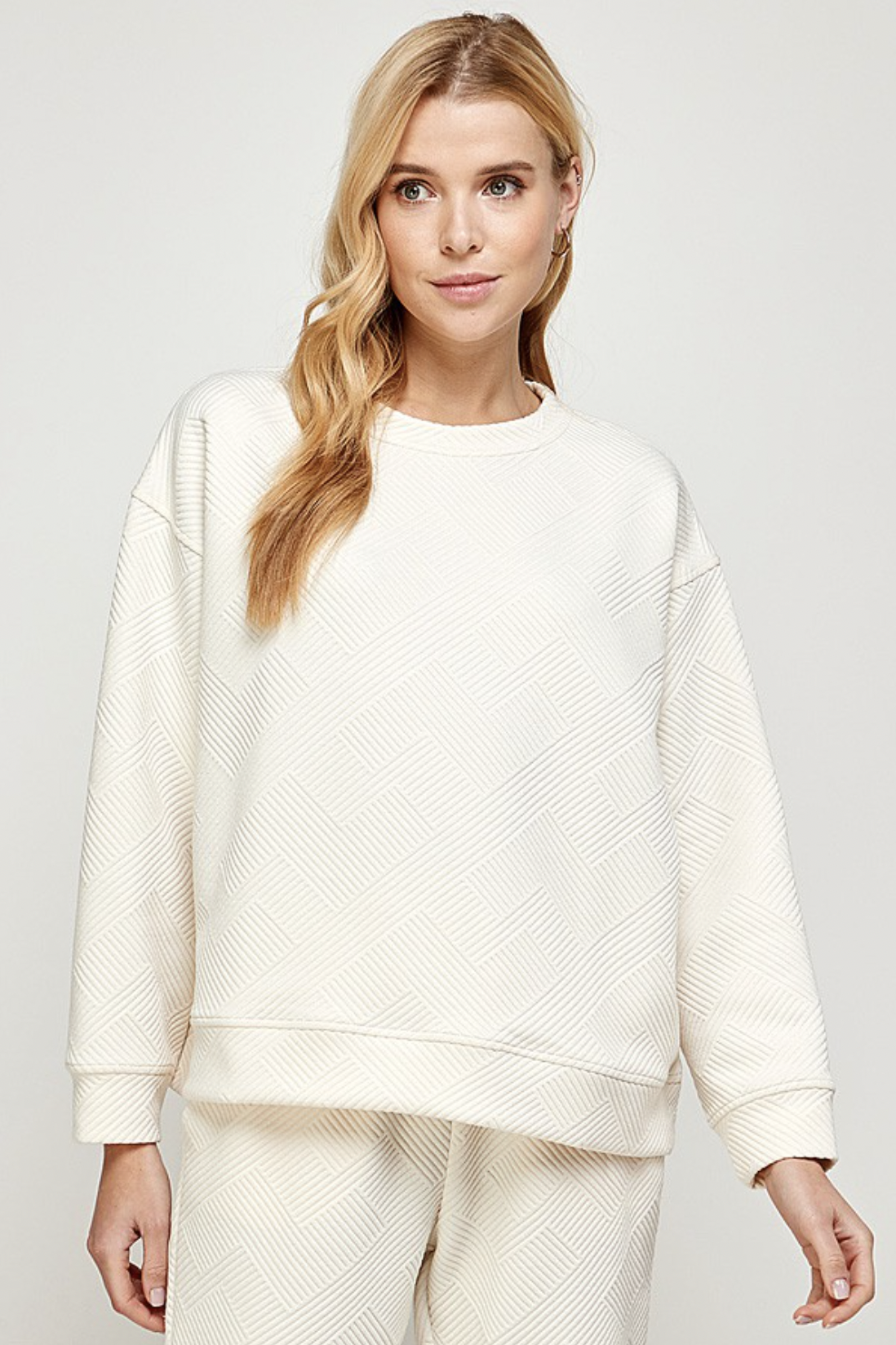 SEE AND BE SEEN TEXTURED SWEATSHIRT TOP