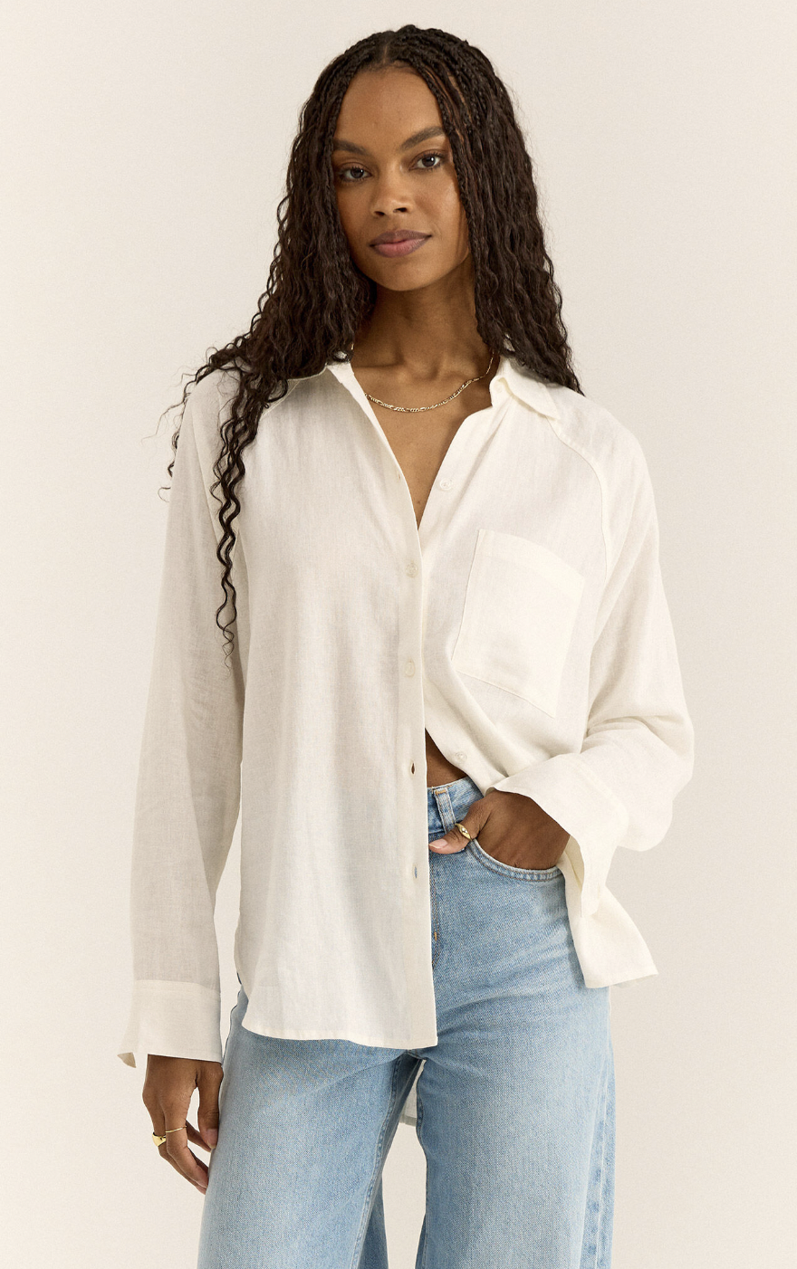 Z SUPPLY THE PERFECT LINEN TOP-WHITE