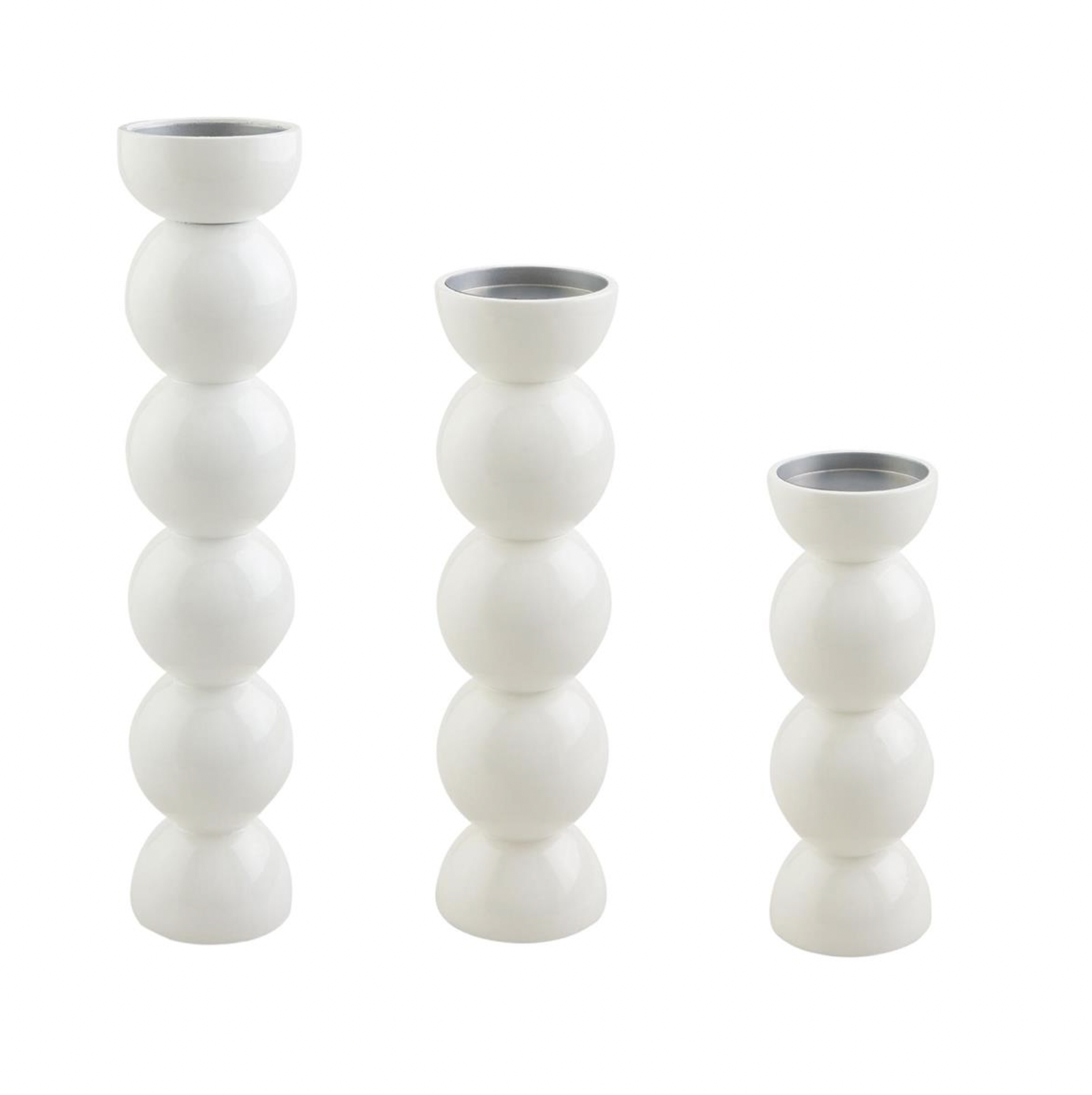 MUD PIE WHITE LACQUER CANDLESTICKS