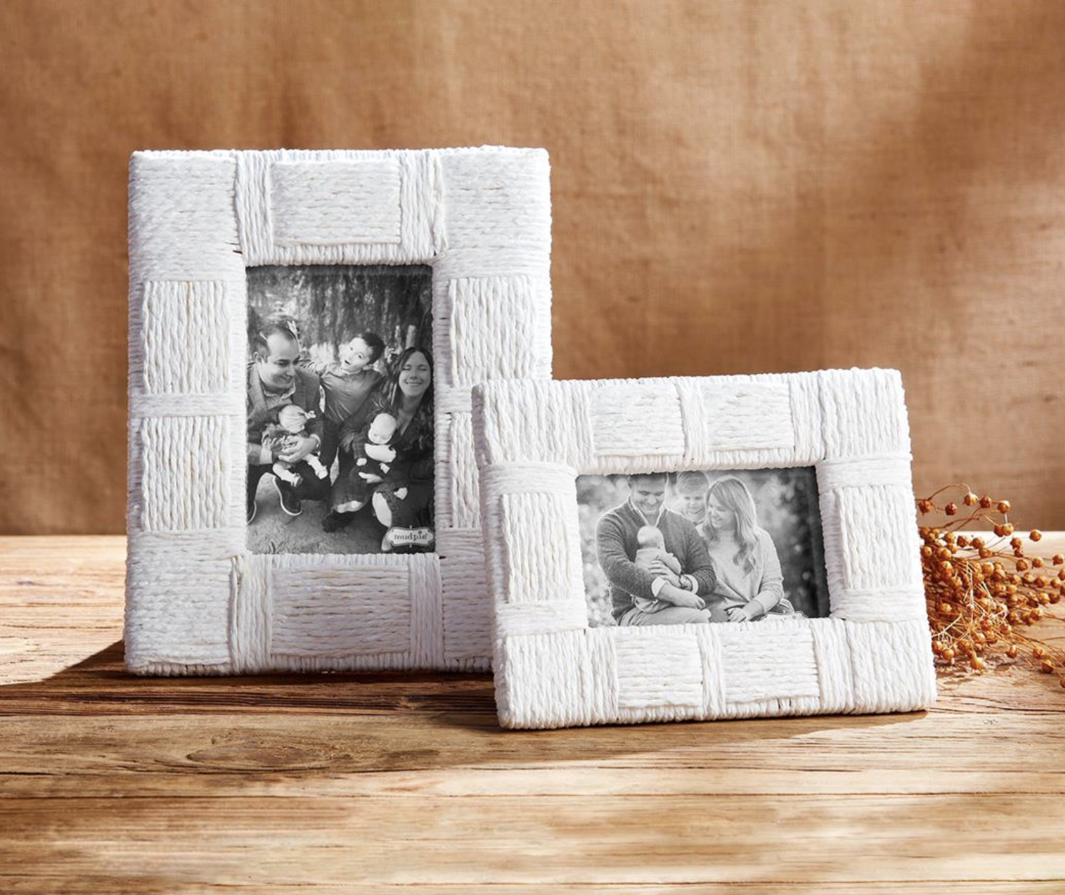 MUD PIE WHITE WOVEN ROPE FRAMES