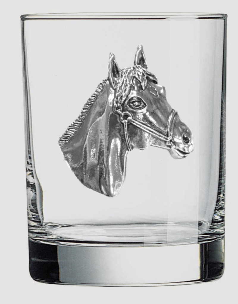 THE QUEENS JEWELS SILVER HORSE HEAD DOUBLE OLD FASHIONED GLASS