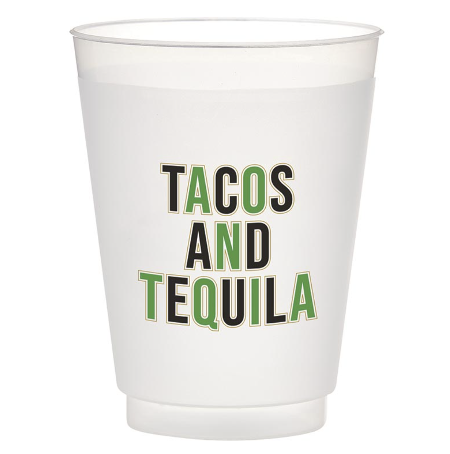 16 OZ FROSTED CUPS-TACOS & TEQUILA-8 PK