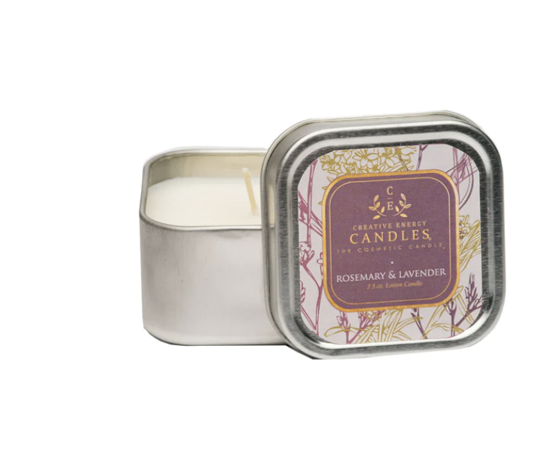 CREATIVE ENERGY 2-n-1 LOTION CANDLE-3.5 OZ TRAVEL TIN-ROSEMARY & LAVENDER