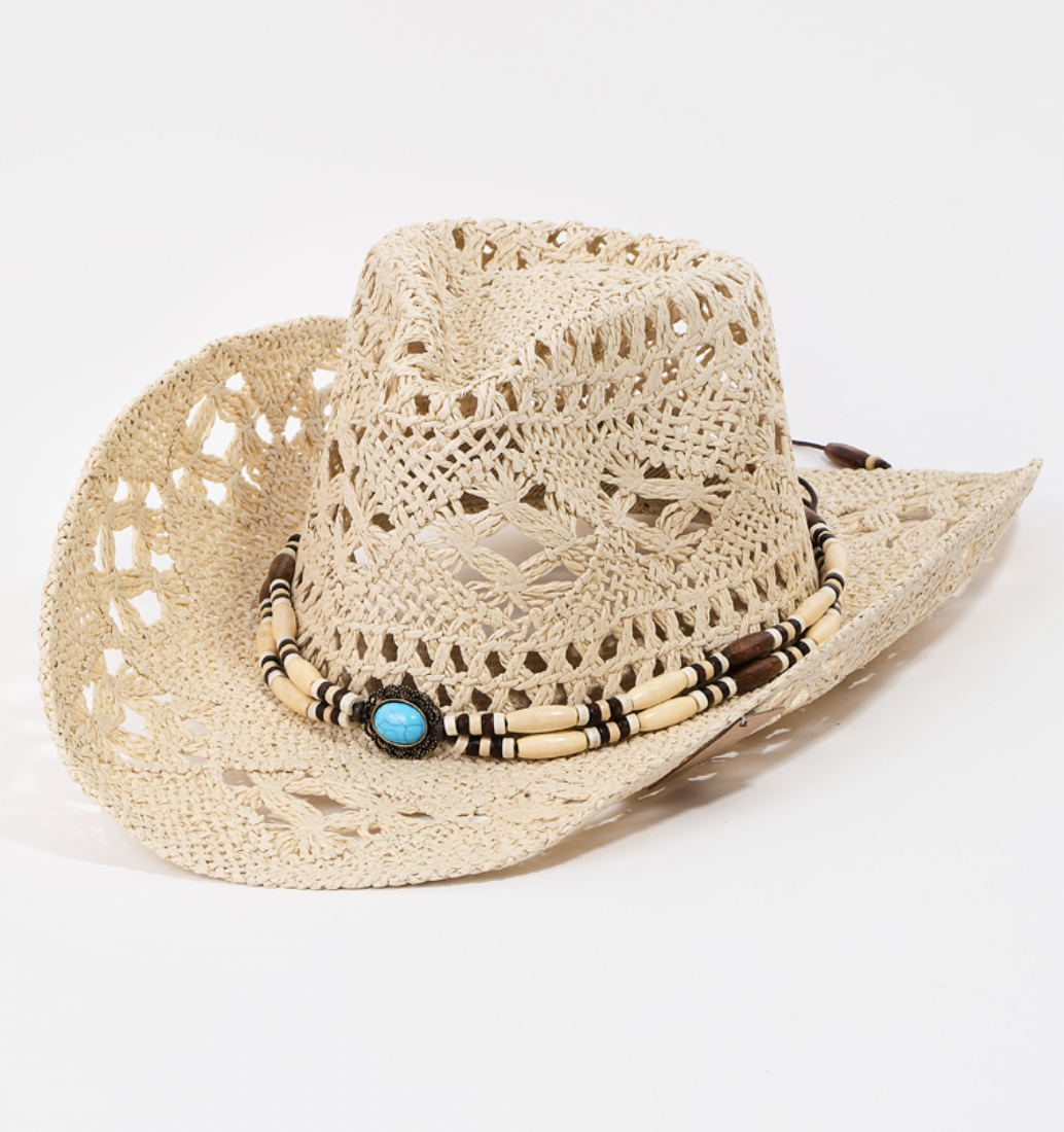 FAME ACCESSORIES COURTNEY COWGIRL HAT-IVORY