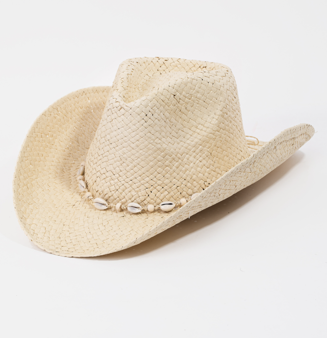 FAME ACCESSORIES LACY COWGIRL HAT-IVORY