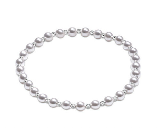 ENEWTON Classic Grateful Pattern Sterling 4mm Bead Bracelet - Pearl