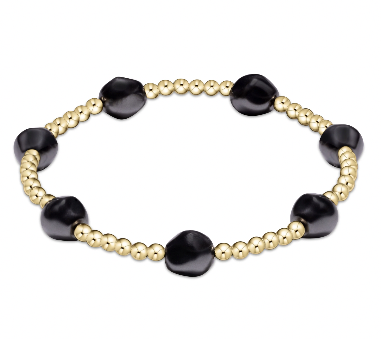 ENEWTON ADMIRE GOLD 3MM BEAD BRACELET - PEARL - DARK GREY