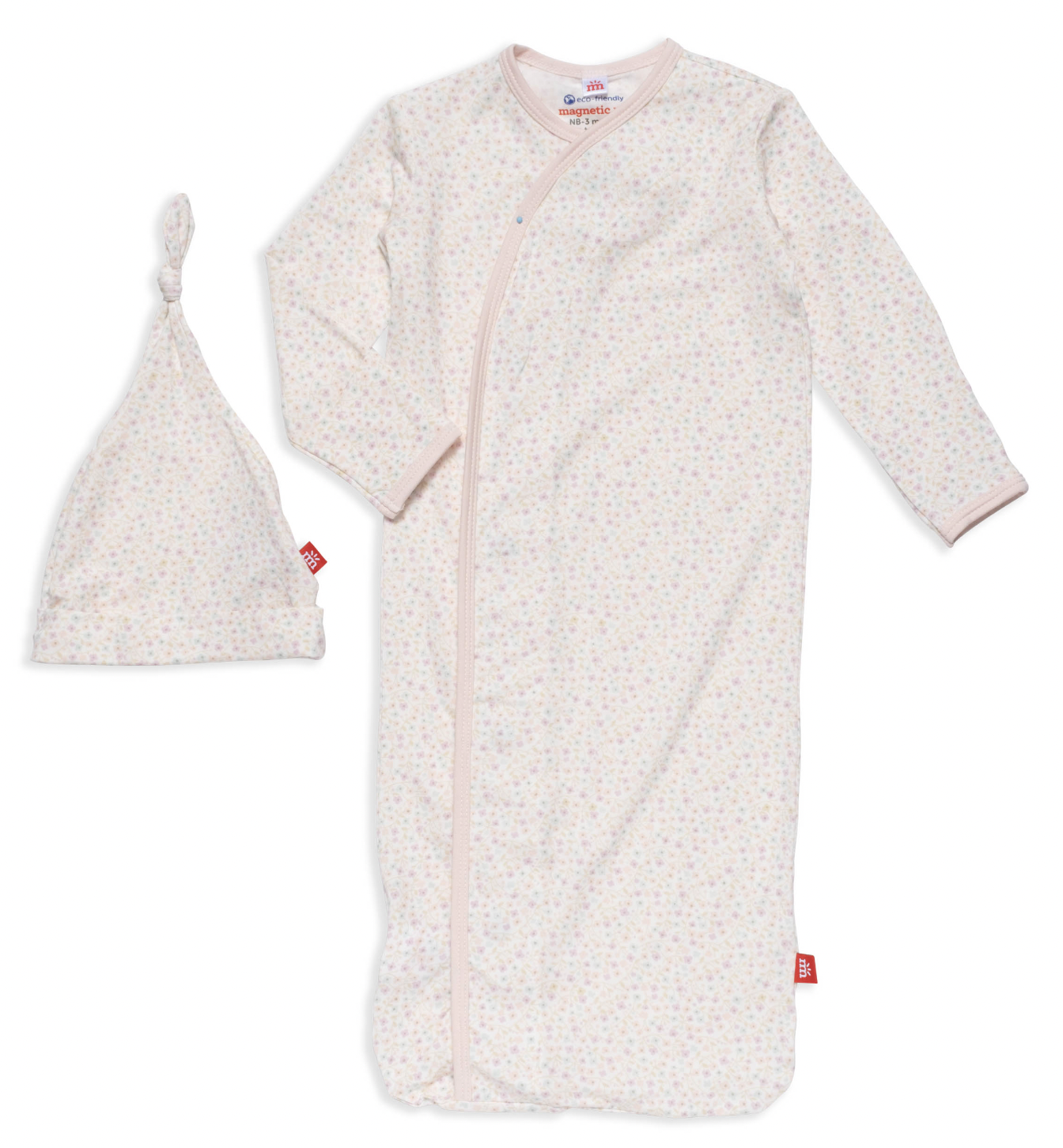 MAGNETIC ME BEDFORD FLORAL GOWN AND HAT SET(NB-3 MOS)