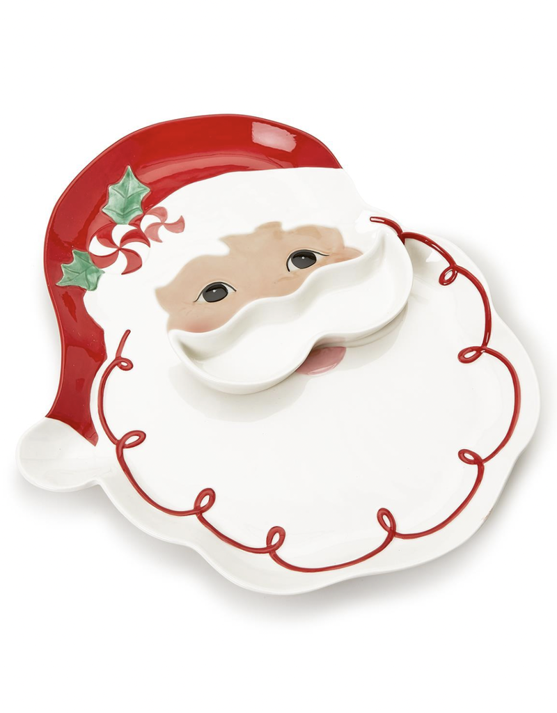 TWO'S COMPANY SANTA PLATTER AND MUSTACHE DIP SET