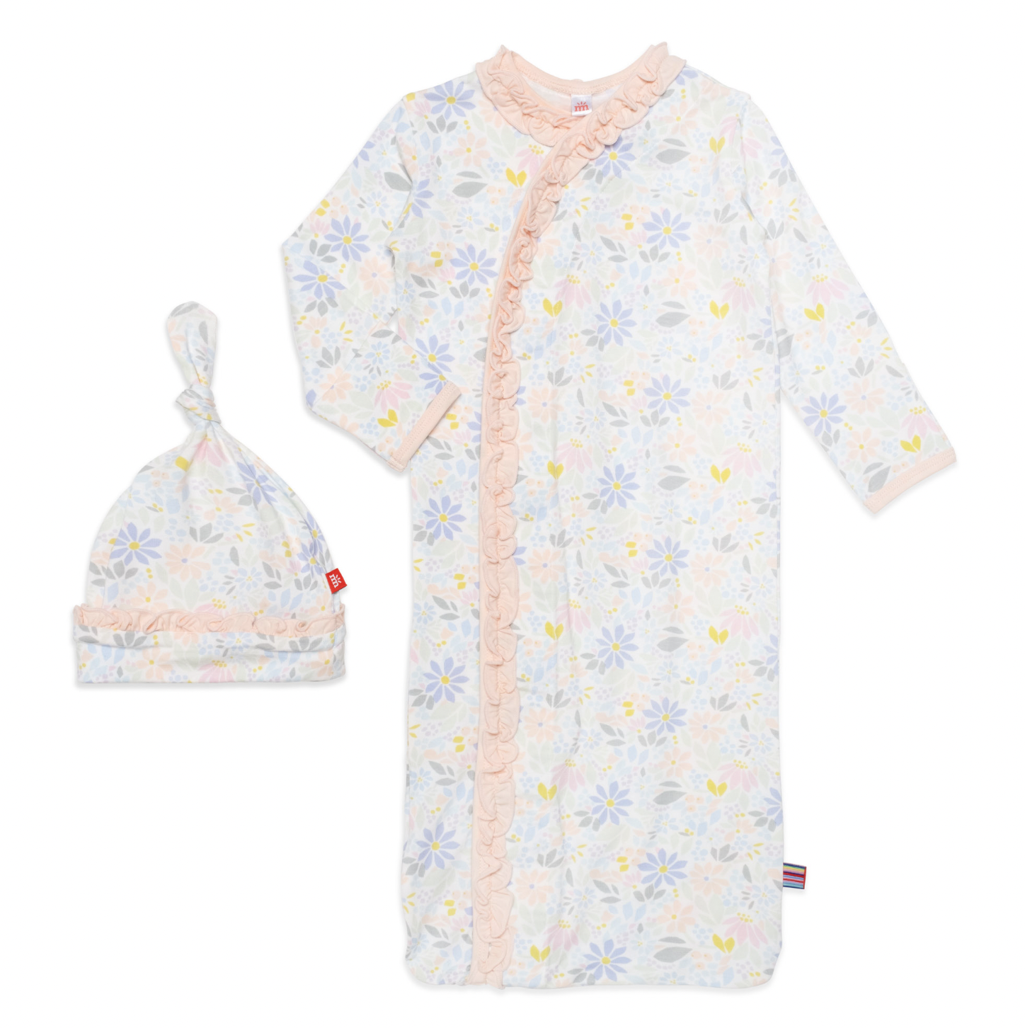 MAGNETIC ME Darby Gown With Ruffles And Hat Set NB-3MTH