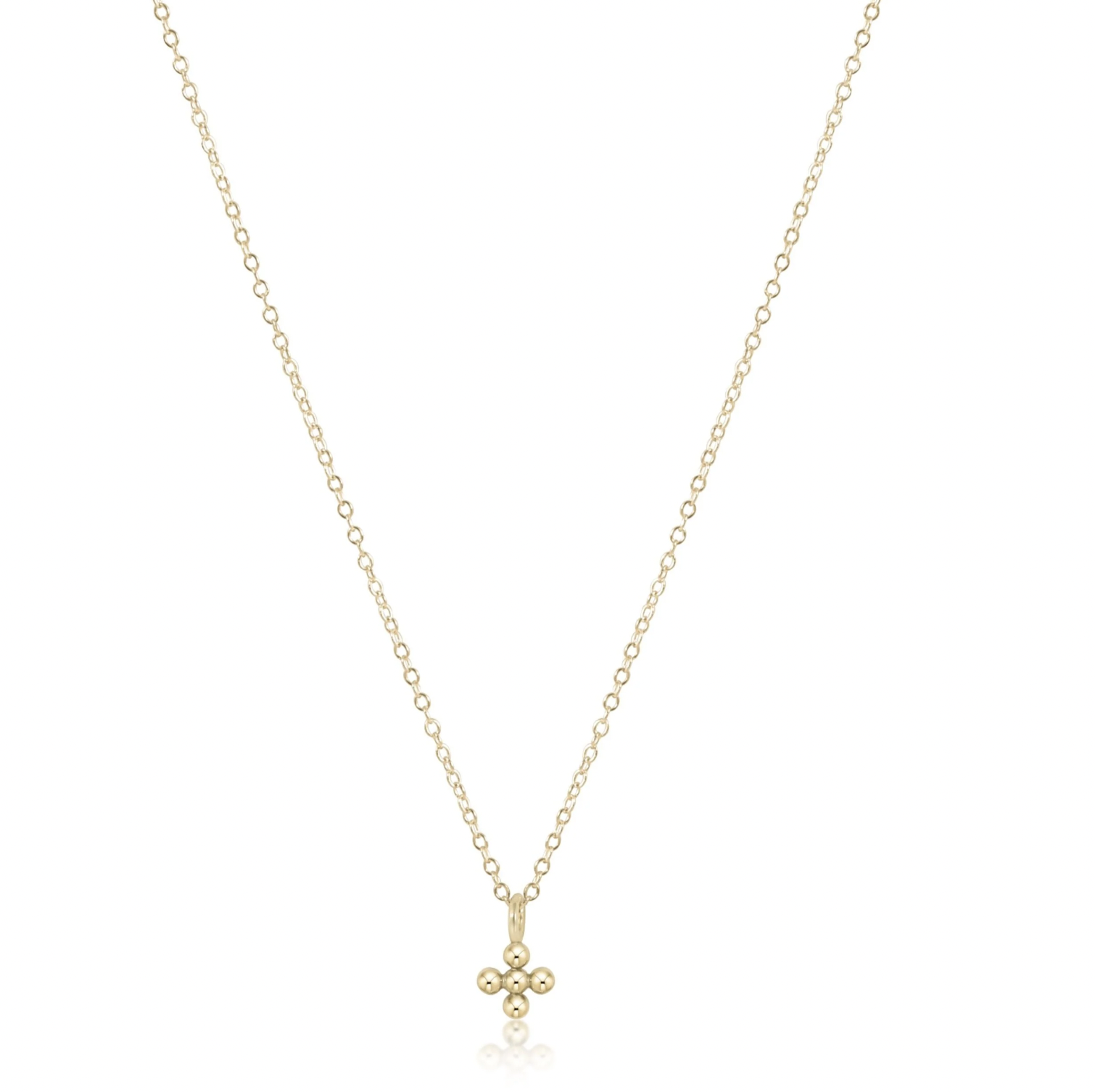 ENEWTON 16" NECKLACE GOLD-CLASSIC BEADED SIGNATURE CROSS SMALL GOLD CHARM