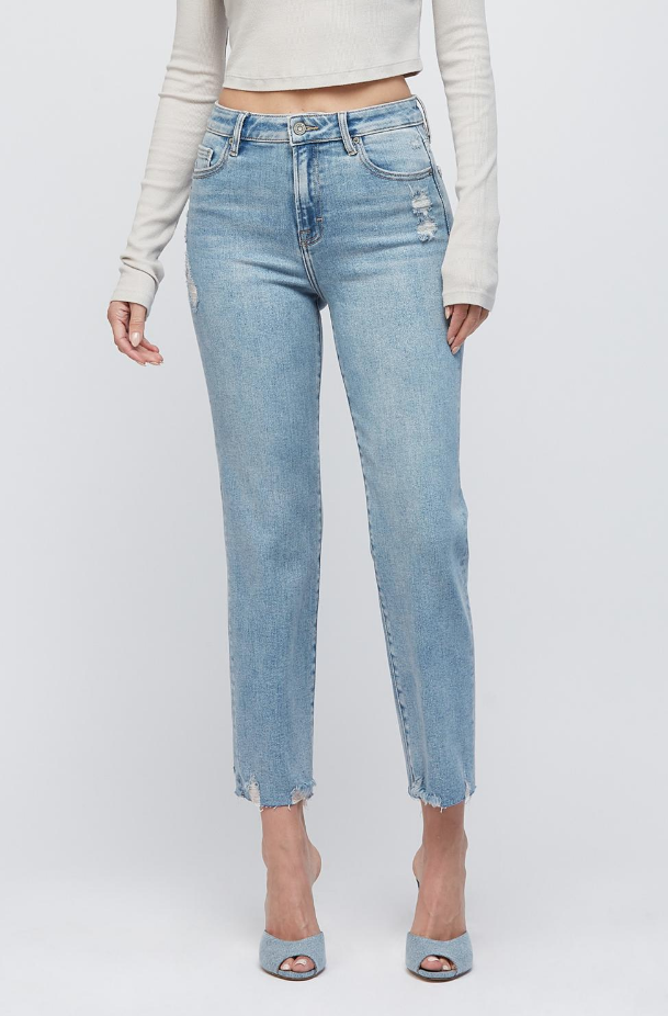HIDDEN JEANS TRACEY JEAN-HIGH RISE CROP STRAIGHT MED/LT WASH