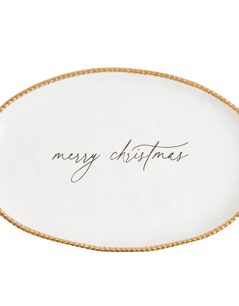 MUD PIE MERRY CHRISTMAS GOLD BEAD PLATTER