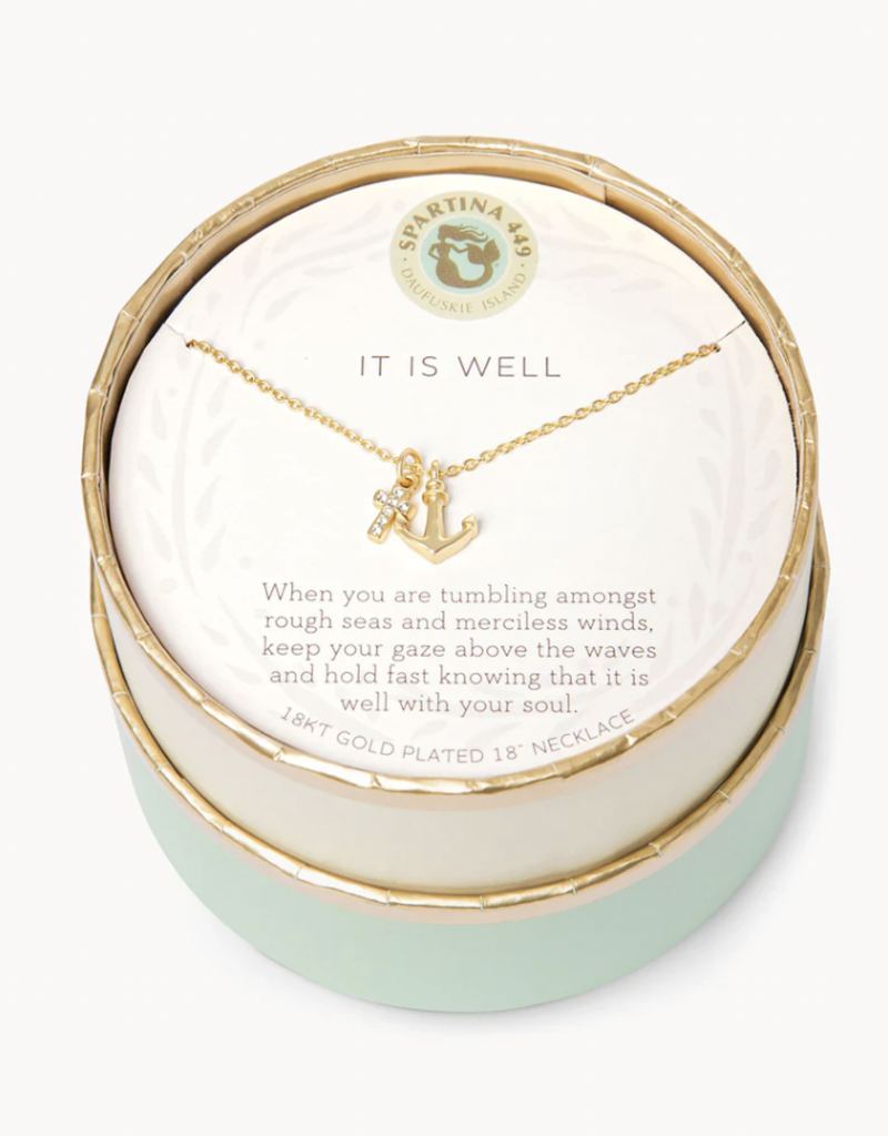 SEA LA VIE NECKLACE-IT IS WELL/CROSS ANCHOR