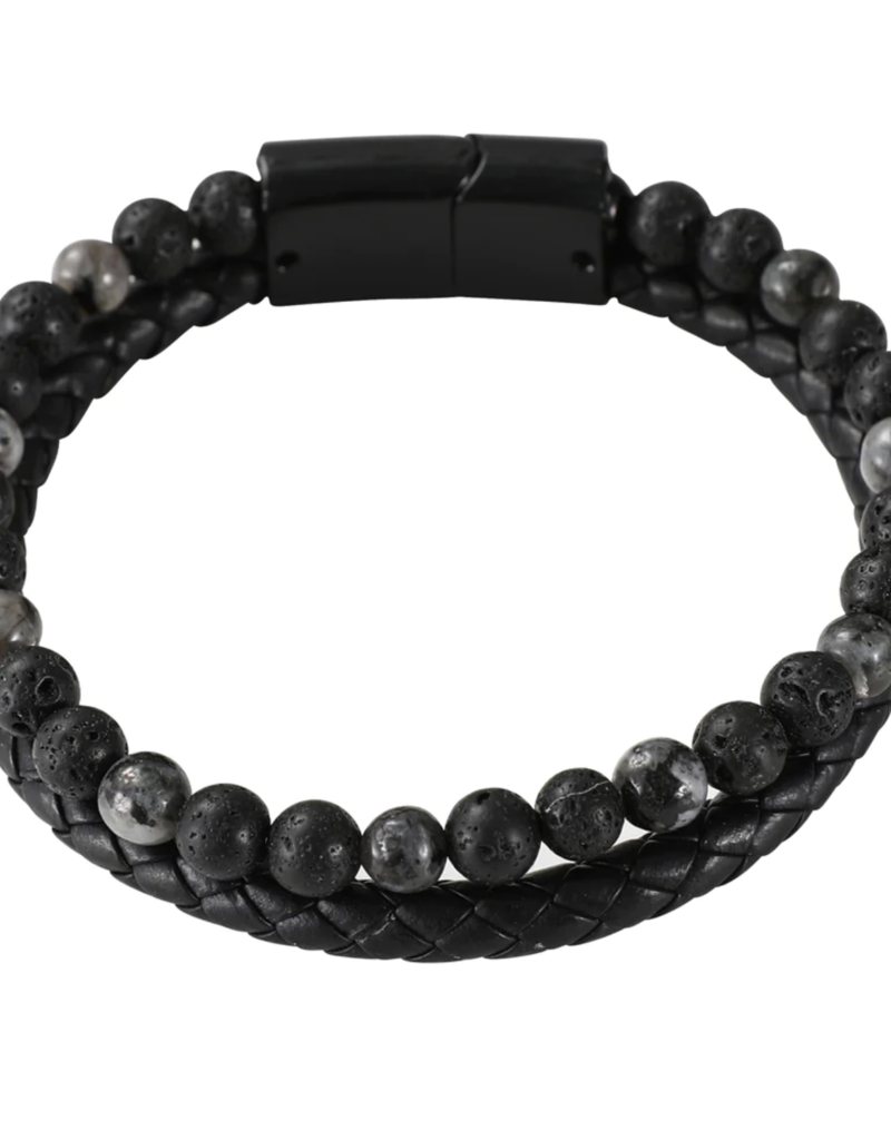 MEN'S BLACK & WHITE LAVA BRACELET