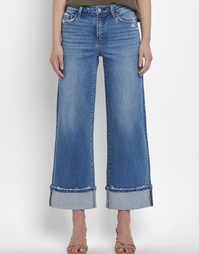 FLYING MONKEY MOORLAND HIGH RISE CUFF WIDE LEG JEAN