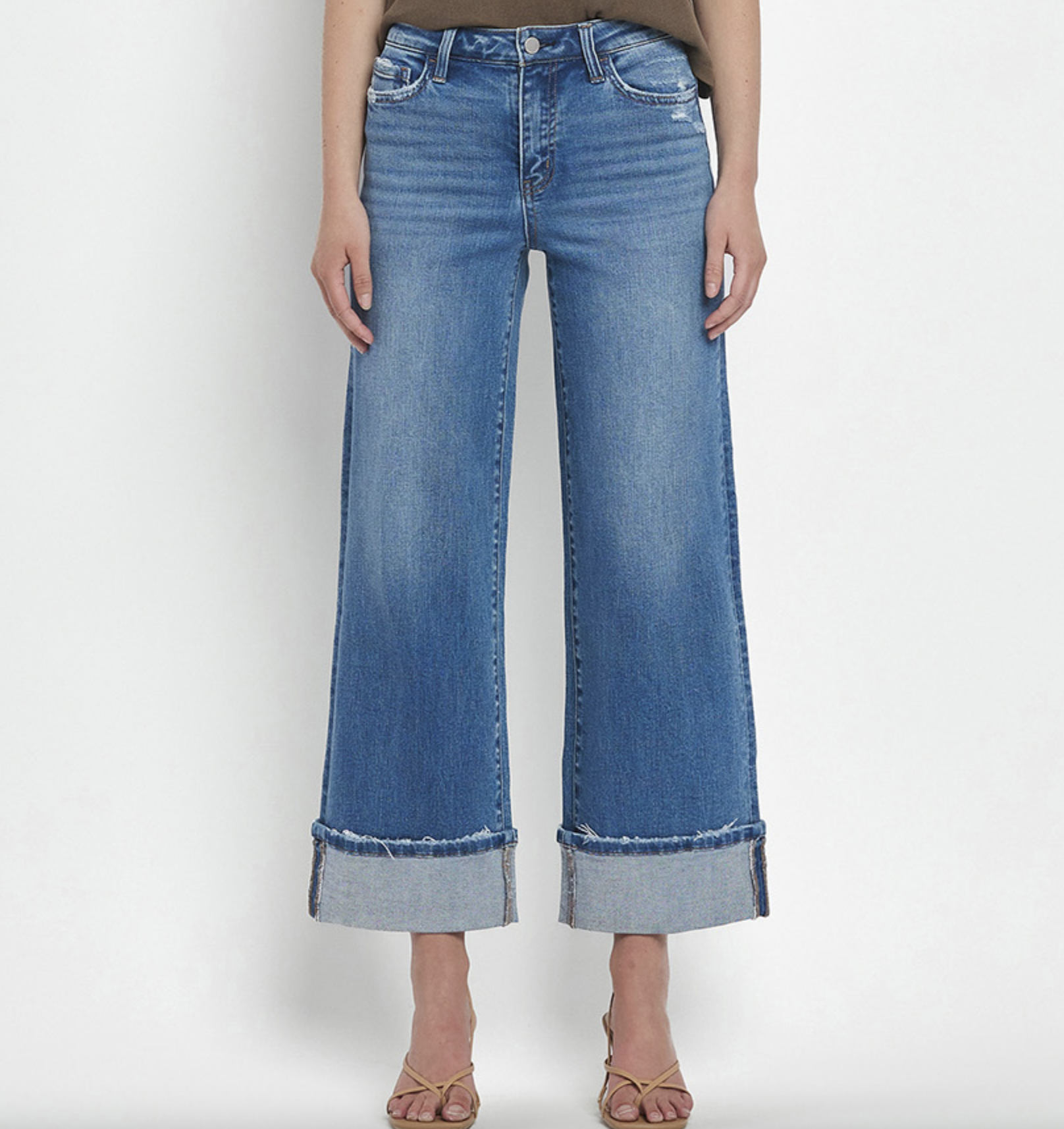 FLYING MONKEY MOORLAND HIGH RISE CUFF WIDE LEG JEAN
