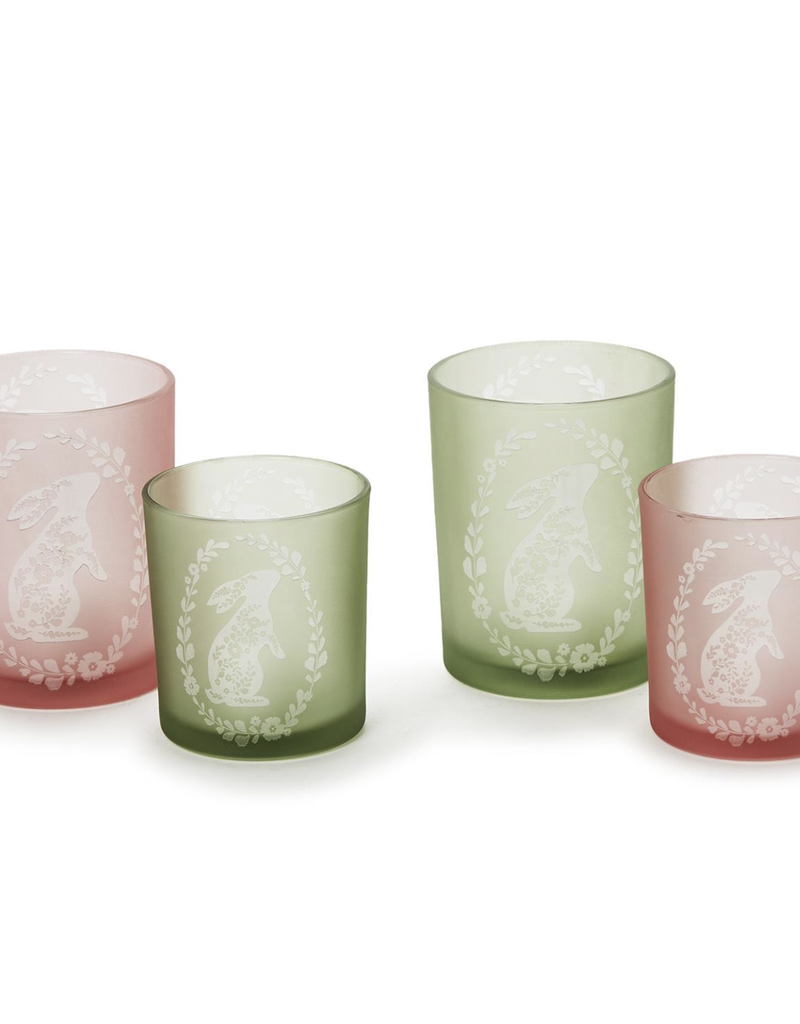 TWO'S COMPANY FLORAL BUNNY CANDLEHOLDERS