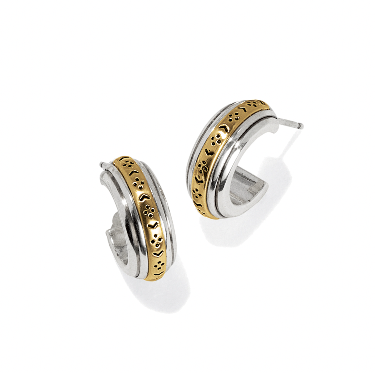 BRIGHTON MOSAIC TWO TONE MINI HOOP POST EARRINGS BRIGHTON MOSAIC TWO TONE MINI HOOP POST EARRINGS