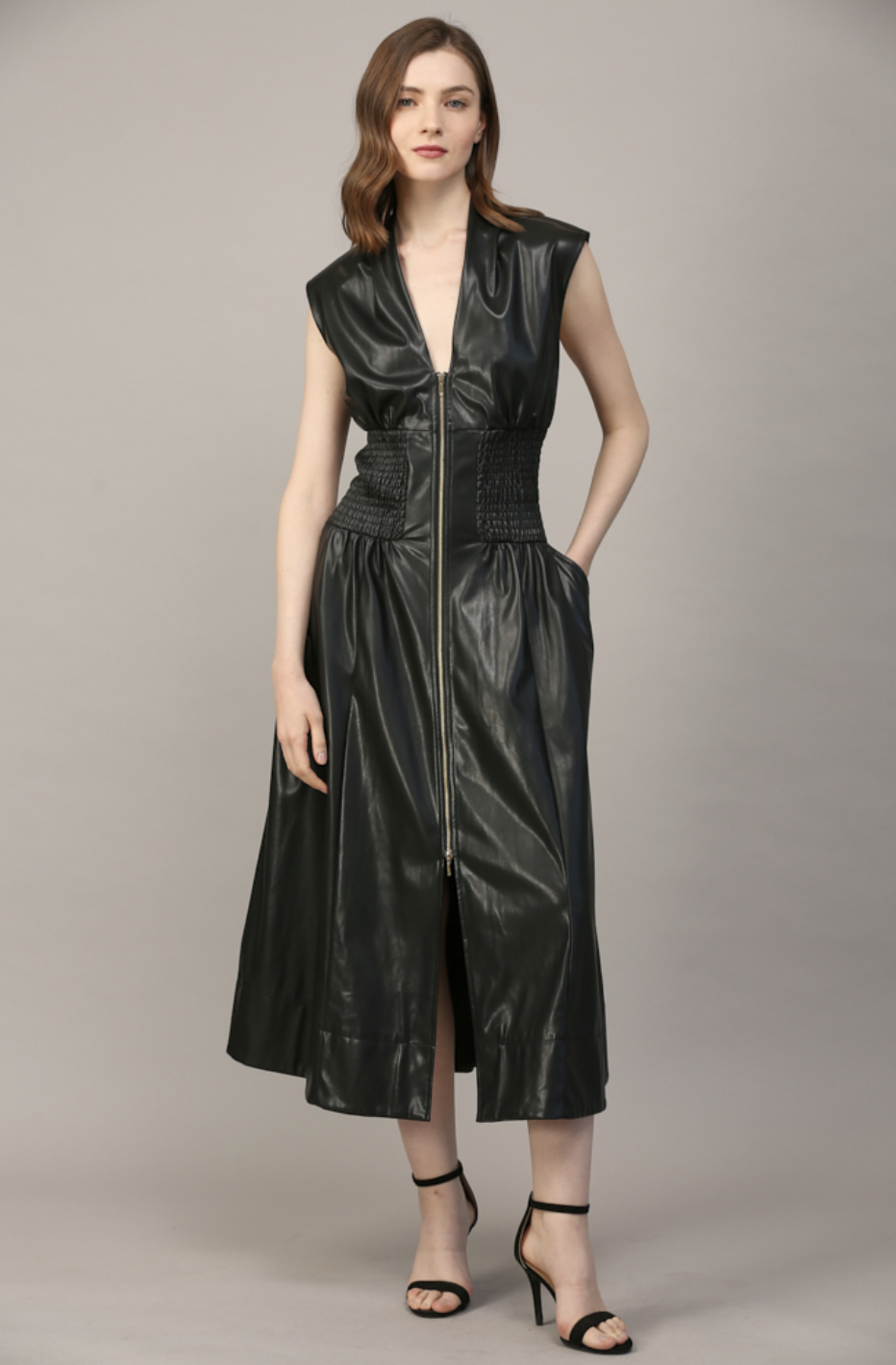 FATE CHELSEA FAUX LEATHER DRESS-BLK FATE CHELSEA FAUX LEATHER DRESS-BLK