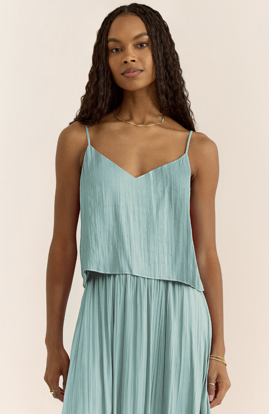 Z SUPPLY FIORE CRINKLE SATIN TANK-SEA PINE Z SUPPLY FIORE CRINKLE SATIN TANK-SEA PINE