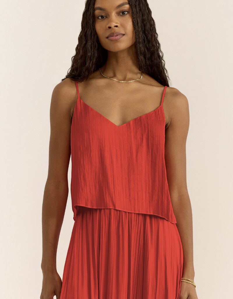 Z SUPPLY FIORE CRINKLE SATIN TANK-CABANA RED
