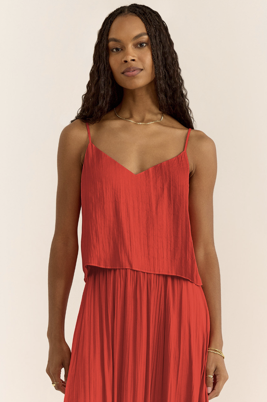 Z SUPPLY FIORE CRINKLE SATIN TANK-CABANA RED Z SUPPLY FIORE CRINKLE SATIN TANK-CABANA RED