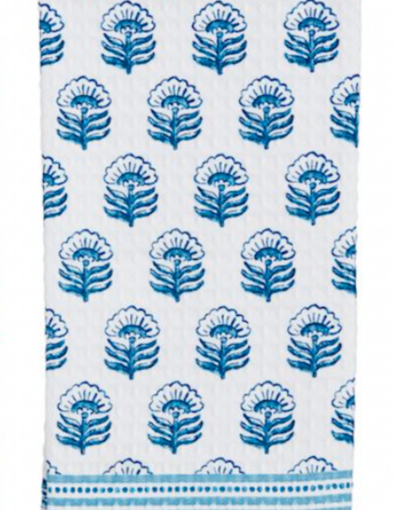 MUD PIE BLUE BLOCK PRINT TOWELS