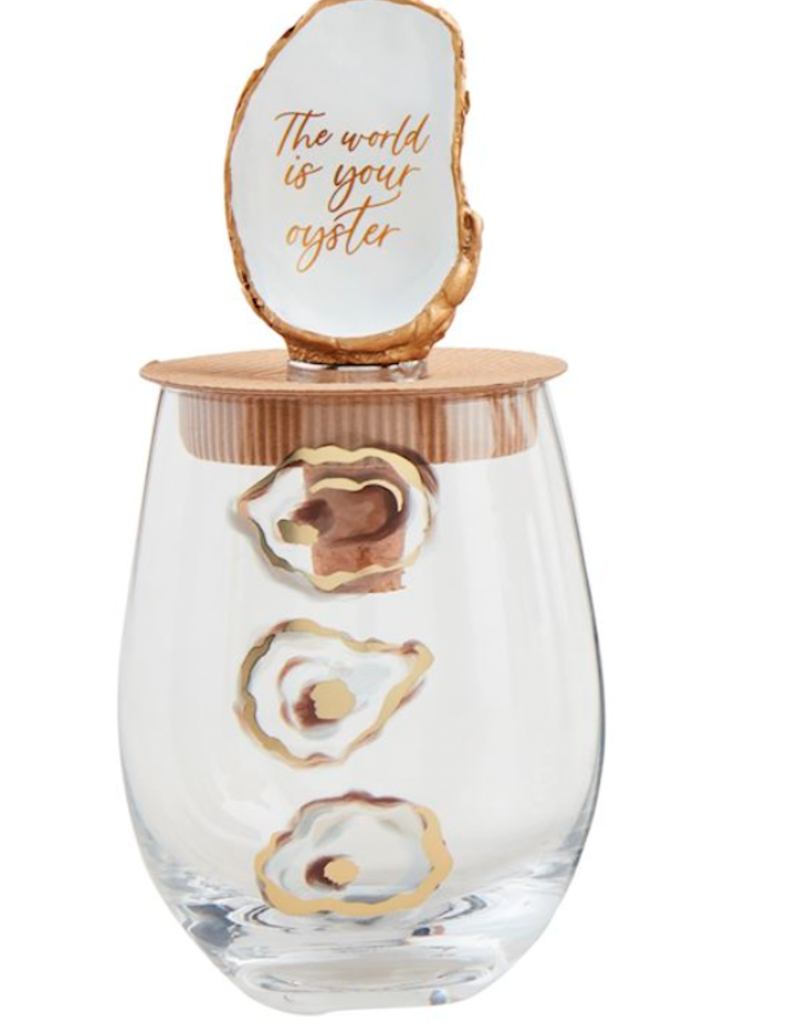 MUD PIE OYSTER WINE GLASS & STOPPER SETS