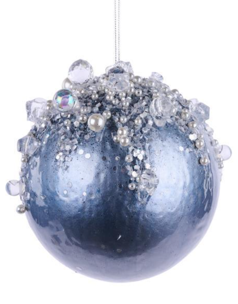 4" JEWEL BALL ORNAMENT-BLUE