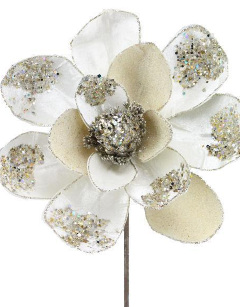 VELVET/MICRO BEAD MAGNOLIA-WHITE/PLATINUM 19"