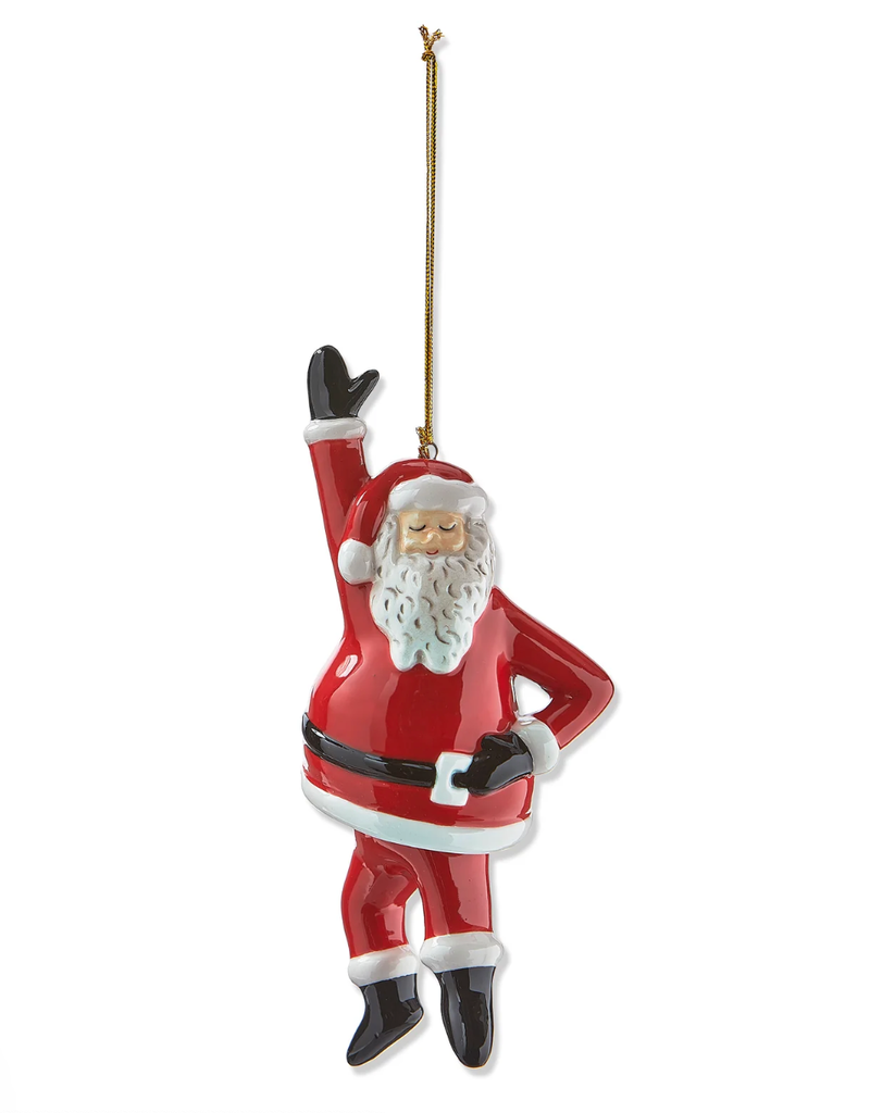 TAG DANCING SANTA HANDS UP ORNAMENT
