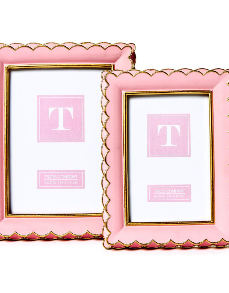 TWO'S COMPANY PINK SCALLOPED PICTURE FRAMES