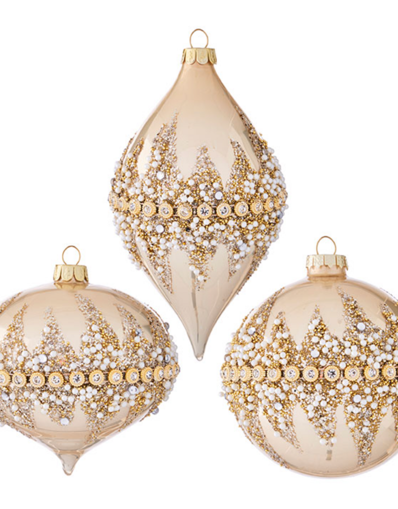 4" GOLD BEADED ORNAMENTS