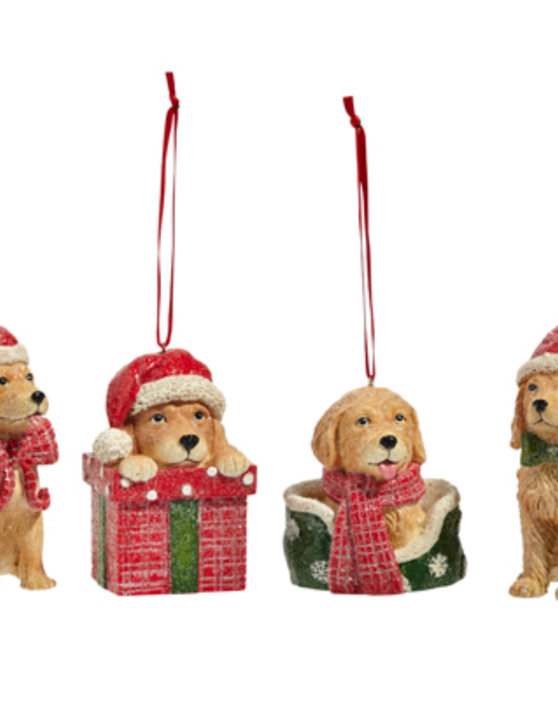 4" CELEBRATE THE SEASON PUP ORNAMENTS