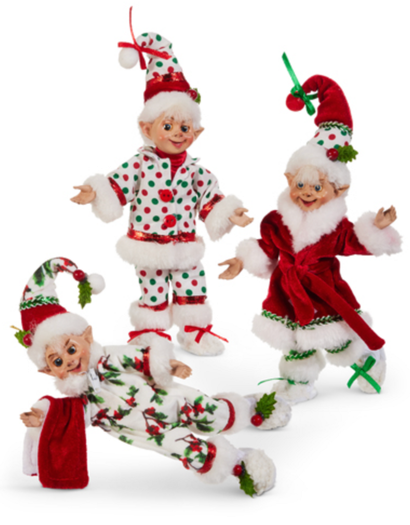 7" PAJAMA PARTY POSABLE ELF/ORNAMENT