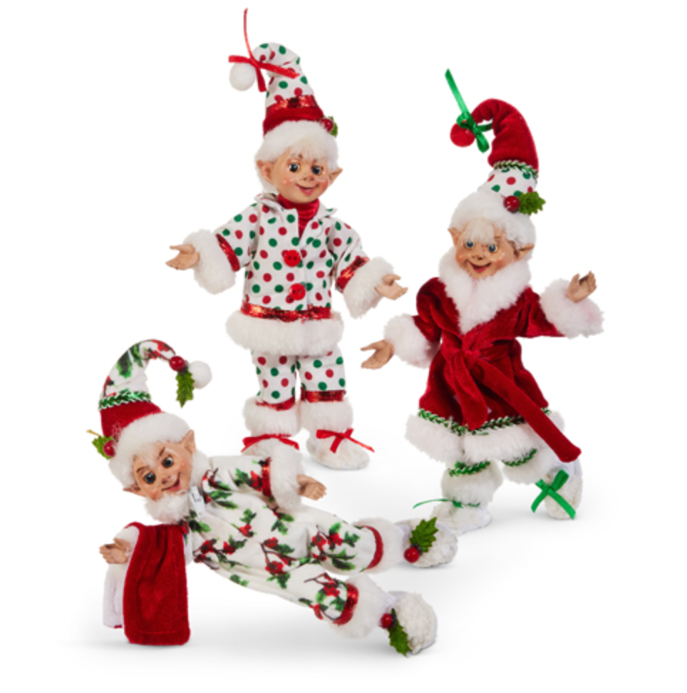 7" PAJAMA PARTY POSABLE ELF/ORNAMENT 7" PAJAMA PARTY POSABLE ELF/ORNAMENT