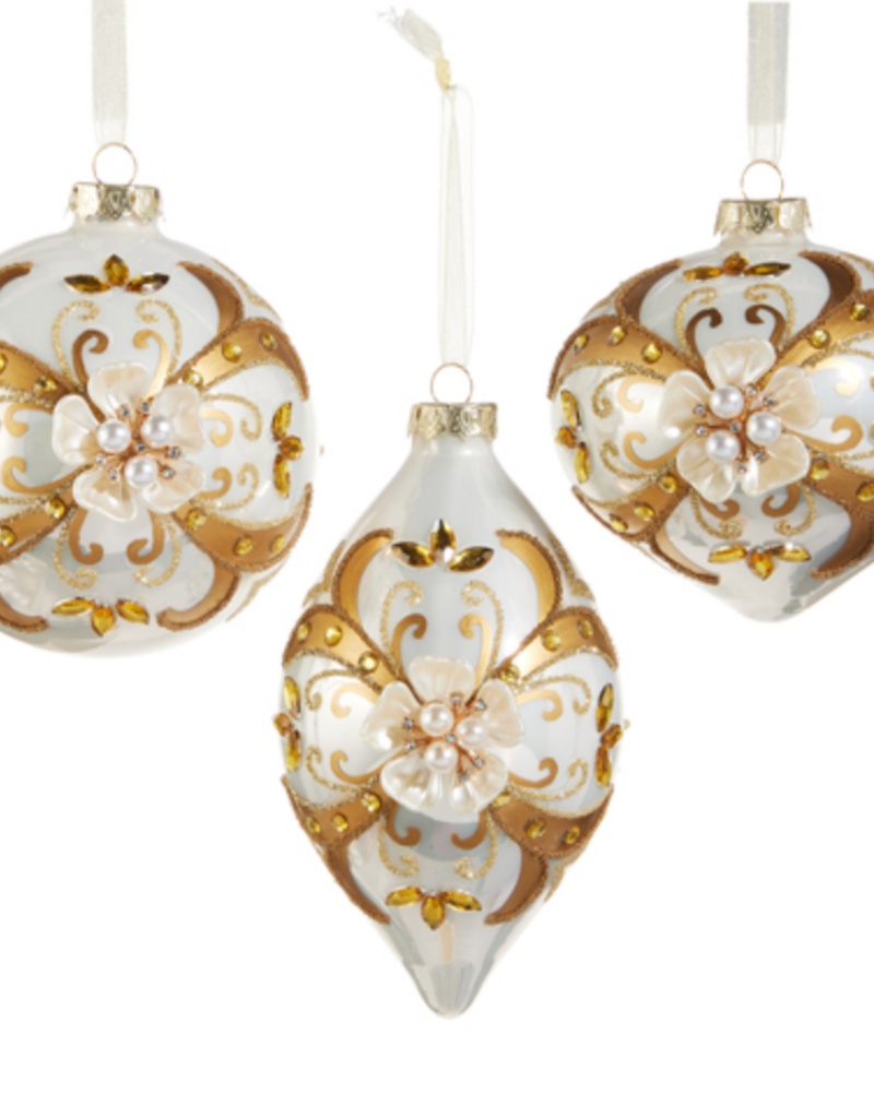 5.5" GOLD FLORAL EMBELLISHED ORNAMENT