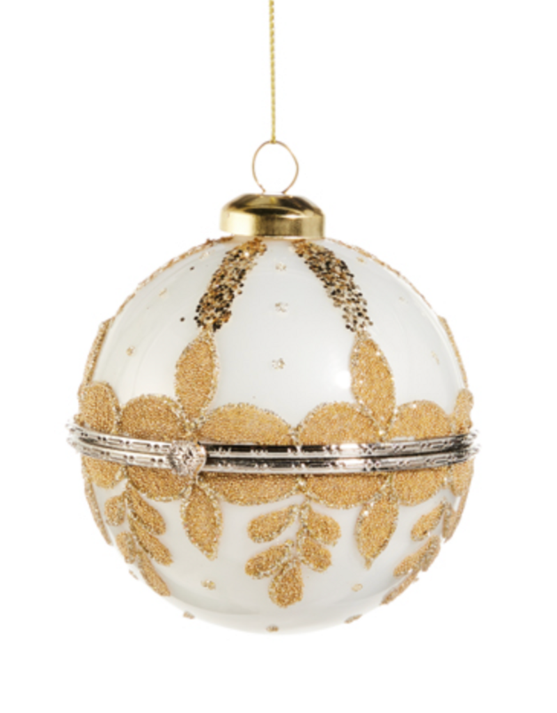 4" WHITE/GOLD JEWELRY BOX ORNAMENT