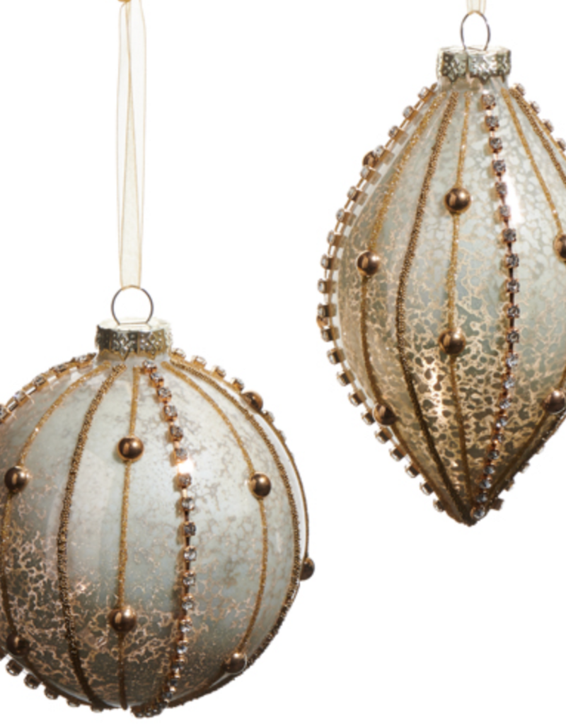 4" BEADED GOLD ORNAMENT