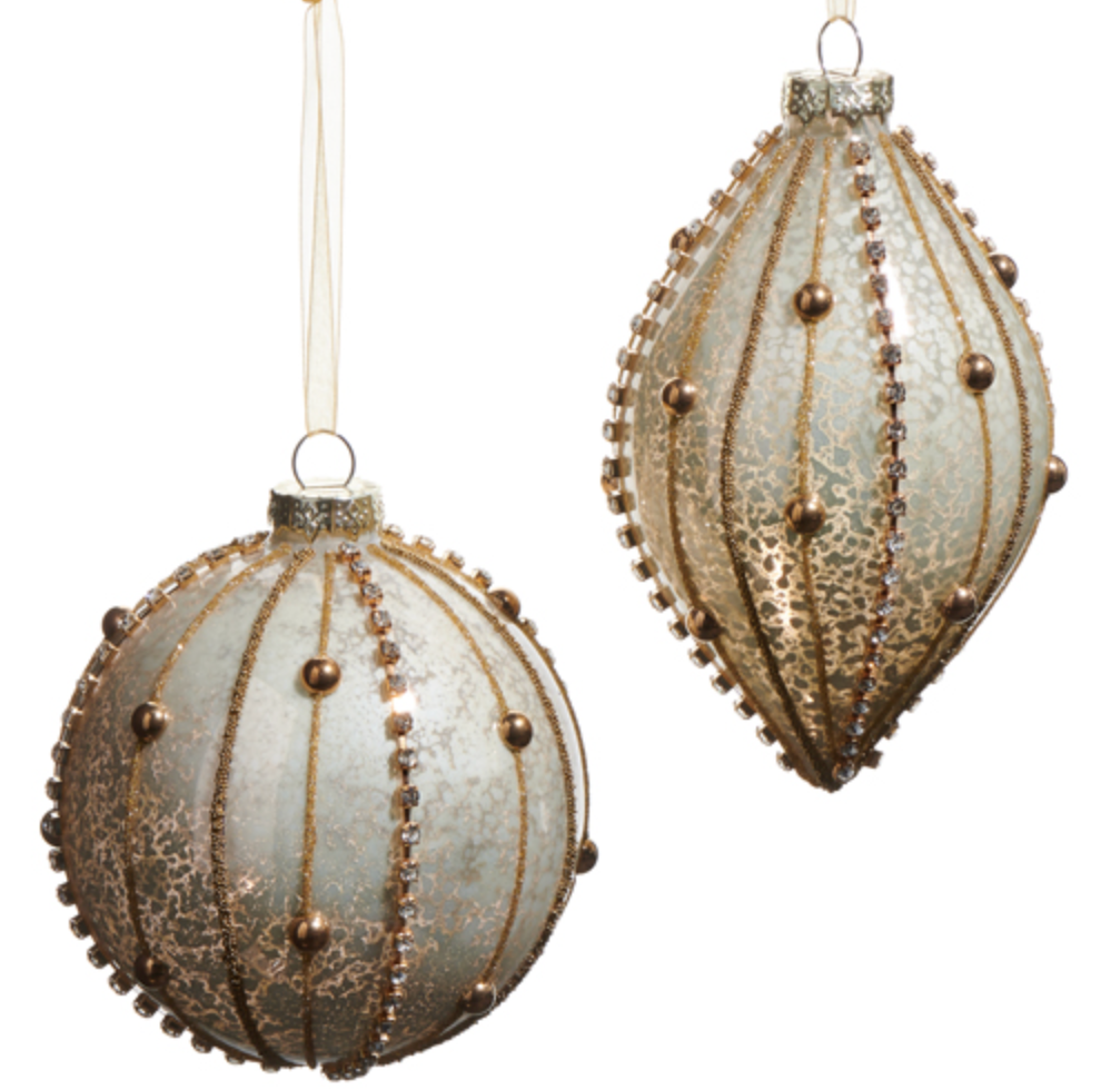 4" BEADED GOLD ORNAMENT 4" BEADED GOLD ORNAMENT