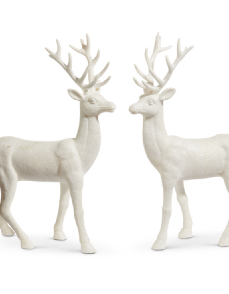 18" WHITE GLITTER DEER
