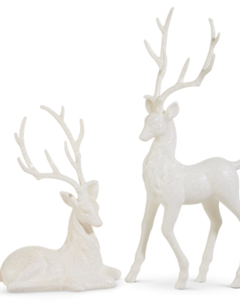 21" WHITE GLITTERED DEER