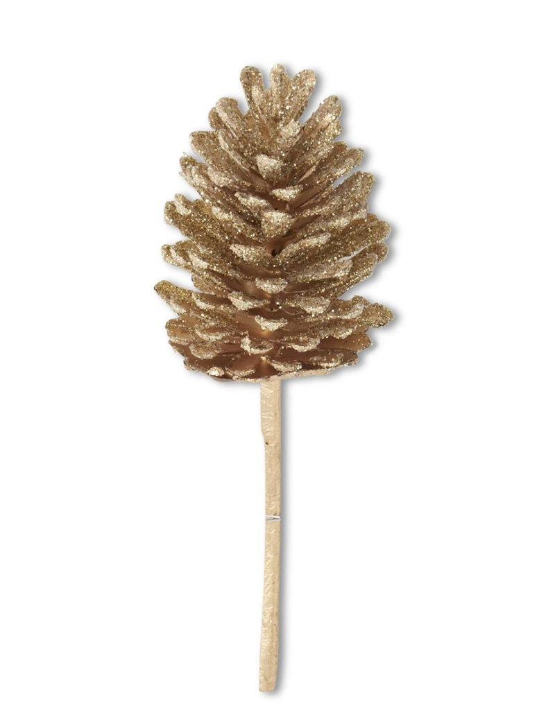12" GOLD GLITTERED PINECONE